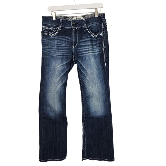 Ariat Denim - Ariat REAL Jeans Womens 30 Short Dark Wash Bootcut Denim Western Stitch
